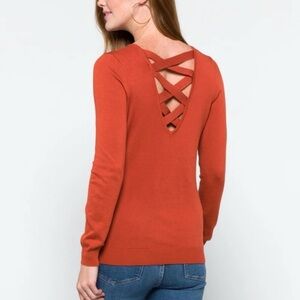 Love Ellie Orange Criss Cross Sweater